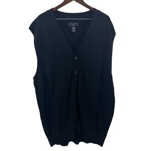 Shaquille ONeal Men 2XL Black Sweater Vest V Neck Button Up New Tags